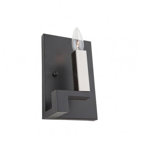 Matte Black with Satin Nickel Frame Single Light Wall Sconce - LV LIGHTING