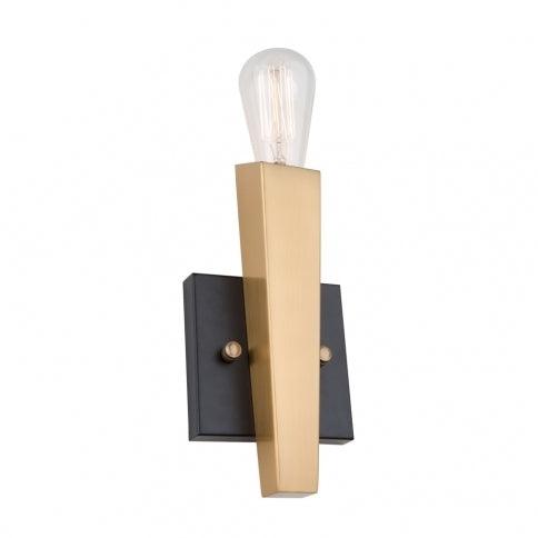 Black with Satin Brass Frame Single Light Wall Sconce - LV LIGHTING