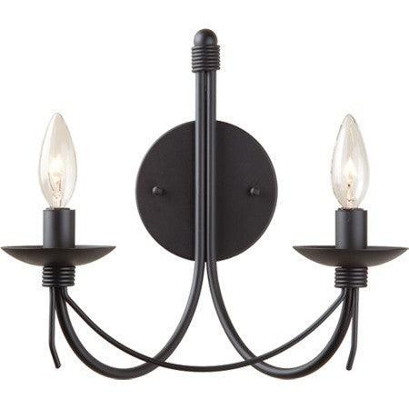 Ebony Black Curve Arm 2 Light Wall Sconce - LV LIGHTING