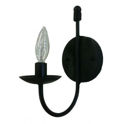 Ebony Black Curve Arm Single Light Wall Sconce - LV LIGHTING