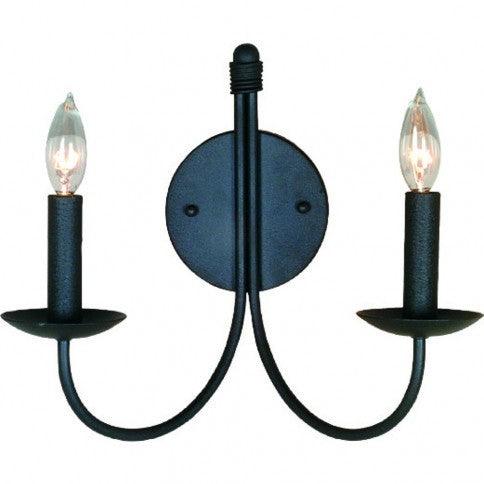 Ebony Black Curve Arm 2 Light Wall Sconce - LV LIGHTING