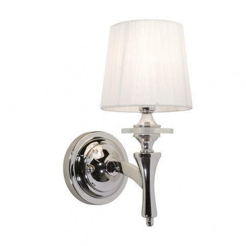 Chrome Arm with Soft White Silk Ribboned Shade Wall Sconce - LV LIGHTING