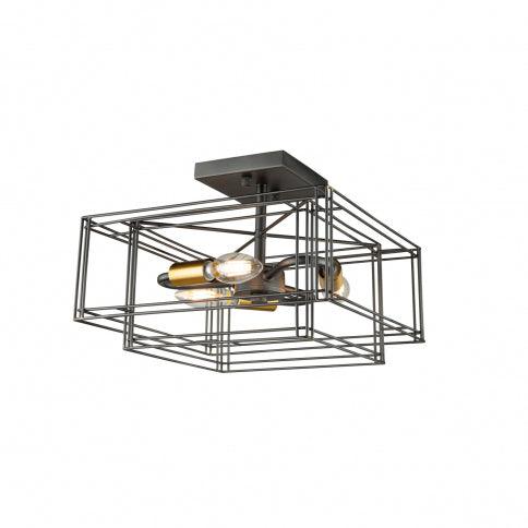 Black with Brushed Brass Symmetrical Frame Semi Flush Mount - LV LIGHTING