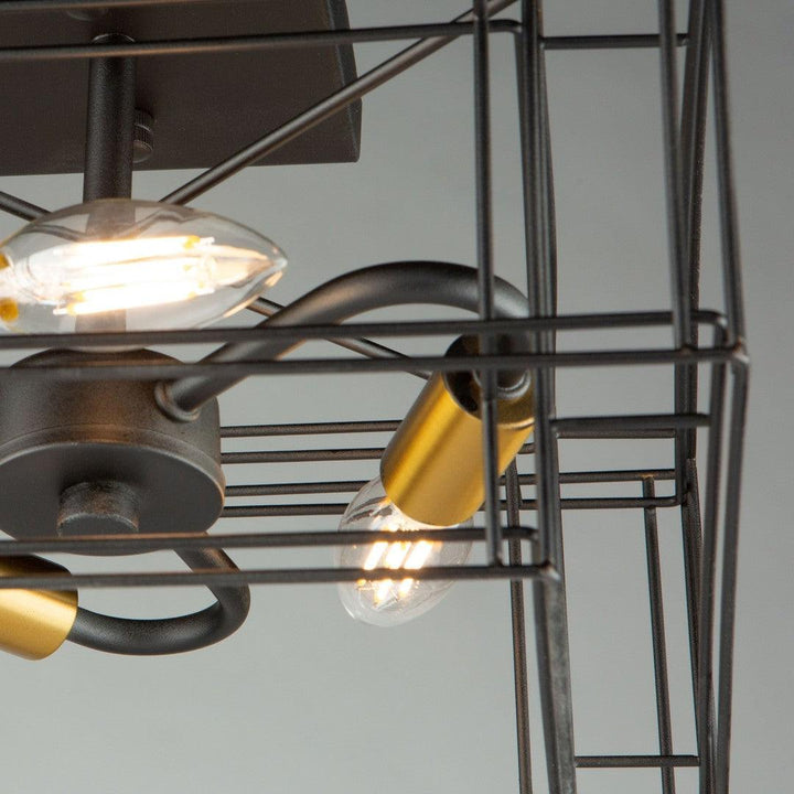 Black with Brushed Brass Symmetrical Frame Semi Flush Mount - LV LIGHTING