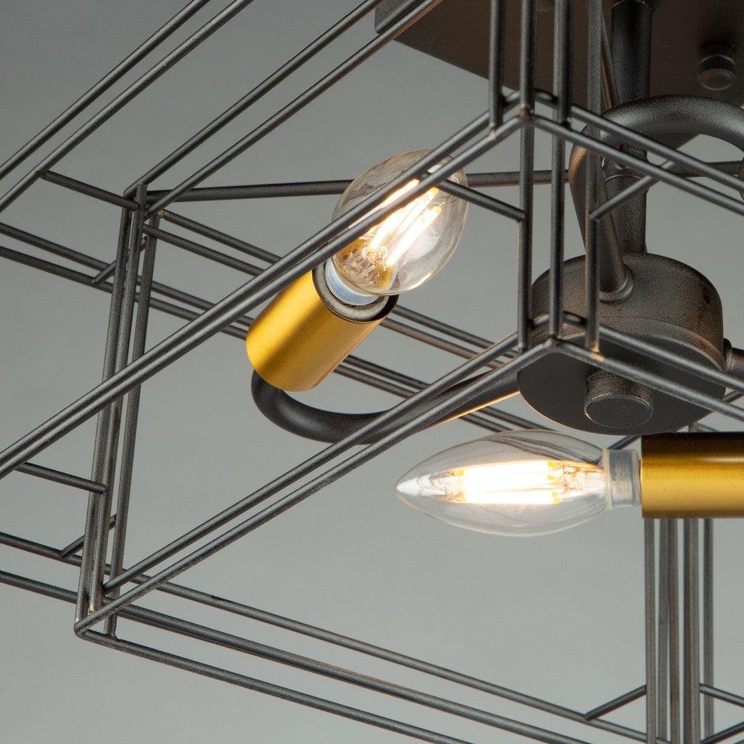 Black with Brushed Brass Symmetrical Frame Semi Flush Mount - LV LIGHTING
