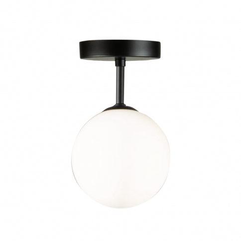 Semi Matte Black with Opal White Globe Glass Shade Flush Mount - LV LIGHTING