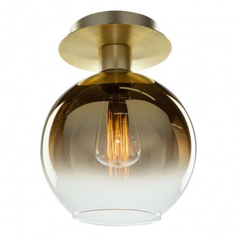 Gold Frame with Gold Semi Transparent Glass Shade Flush Mount - LV LIGHTING