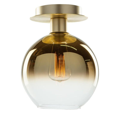 Gold Frame with Gold Semi Transparent Glass Shade Flush Mount - LV LIGHTING