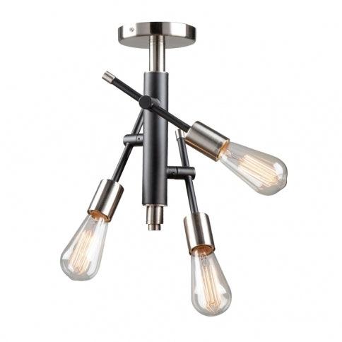 Black with Brushed Nickel Adjustable Arm Semi Flush Mount - LV LIGHTING