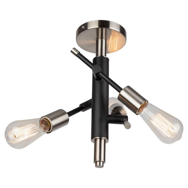Black with Brushed Nickel Adjustable Arm Semi Flush Mount - LV LIGHTING
