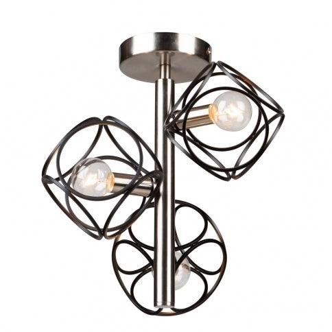 Matte Black with Satin Nickel Open Air Shade Semi Flush Mount - LV LIGHTING