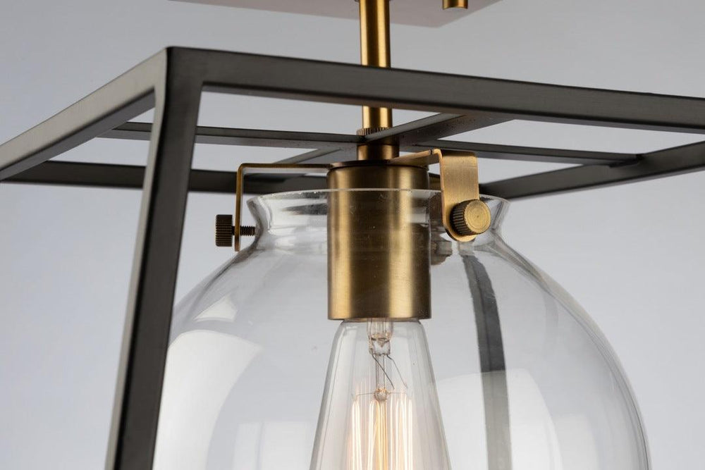 Black with Harvest Brass Open Air Frame Semi Flush Mount - LV LIGHTING