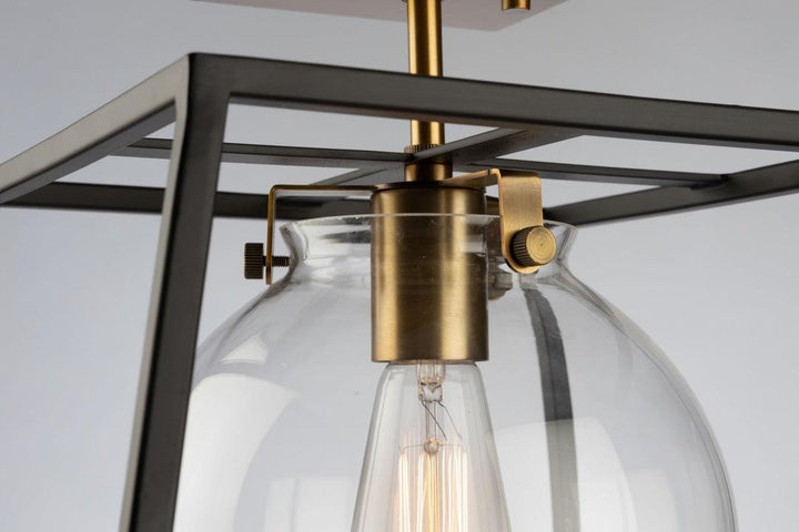 Black with Harvest Brass Open Air Frame Semi Flush Mount - LV LIGHTING