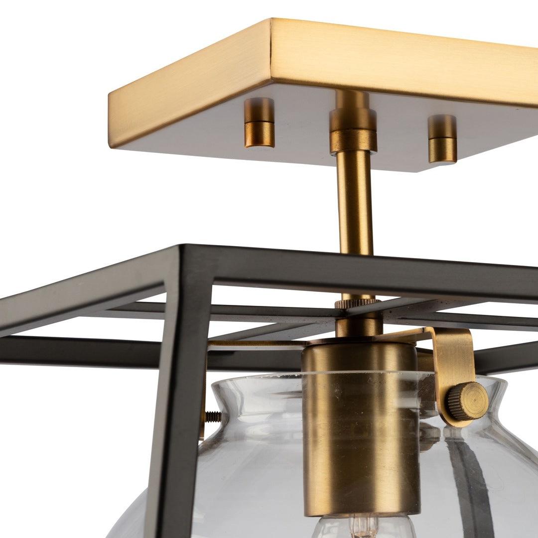 Black with Harvest Brass Open Air Frame Semi Flush Mount - LV LIGHTING