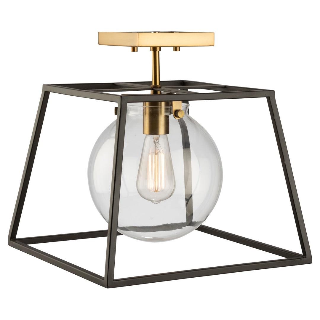 Black with Harvest Brass Open Air Frame Semi Flush Mount - LV LIGHTING