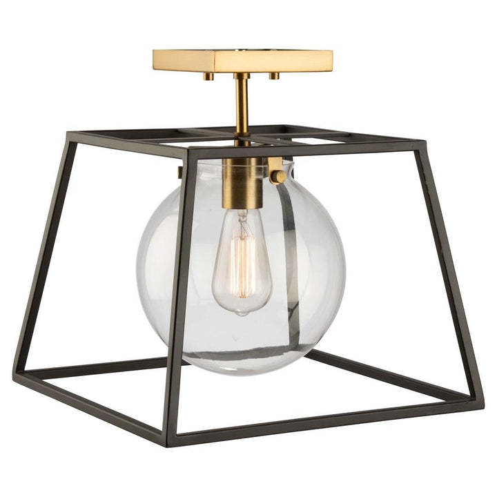 Black with Harvest Brass Open Air Frame Semi Flush Mount - LV LIGHTING