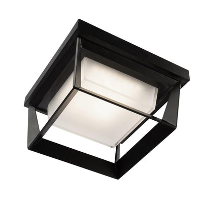 LED Matte Black Open Air Frame with Frosted White Diffuser Outdoor Flush Mount - LV LIGHTING