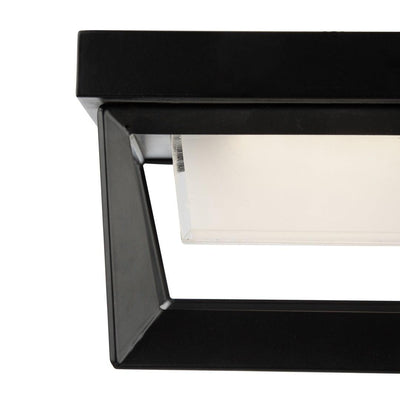LED Matte Black Open Air Frame with Frosted White Diffuser Outdoor Flush Mount - LV LIGHTING