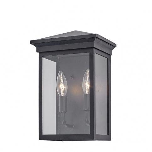 Black Frame with Clear Glass Shade Outdoor Wall Sconce - LV LIGHTING