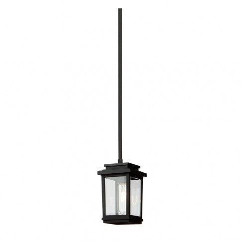 Black Rectangular Frame with Clear Glass Shade Outdoor Pendant - LV LIGHTING