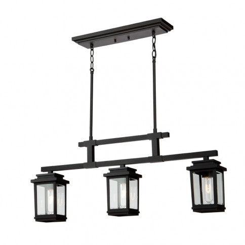 Black Rectangular Frame with Clear Glass Shade Outdoor Linear Pendant - LV LIGHTING