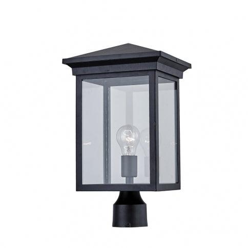 Black Rectangular Frame with Clear Glass Shade Outdoor Post Light - LV LIGHTING