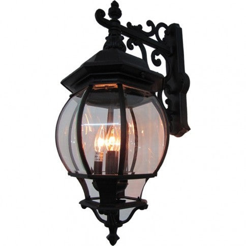 Steel European Style Frame with Clear Curve Glass Outdoor Wall Sconce