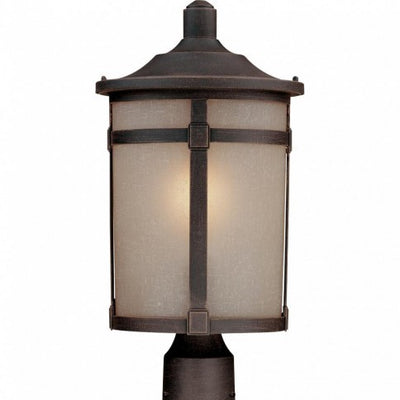 Steel Frame with White Linen Glass Shade Outdoor Post Light