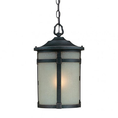 Steel Frame with White Linen Glass Shade Outdoor Pendant