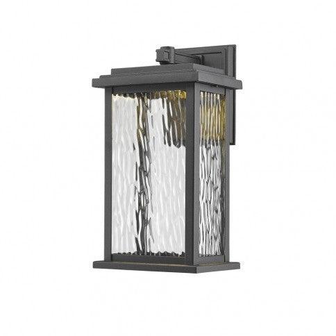 LED Steel Rectangular Frame with Clear Water Glass Shade Outdoor Wall Sconce - LV LIGHTING