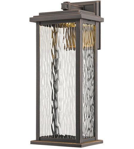 LED Steel Rectangular Frame with Clear Water Glass Shade Outdoor Wall Sconce - LV LIGHTING