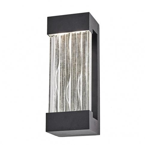 LED Black Rectangular Frame with Clear Water Glass Diffuser Outdoor Wall Sconce - LV LIGHTING