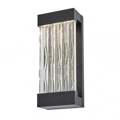 LED Black Rectangular Frame with Clear Water Glass Diffuser Outdoor Wall Sconce - LV LIGHTING