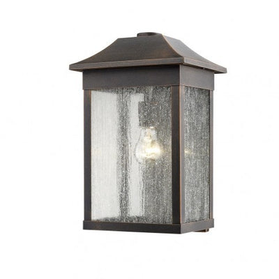 Steel Rectangular Frame with Clear Seedy Glass Shade Outdoor Wall Sconce