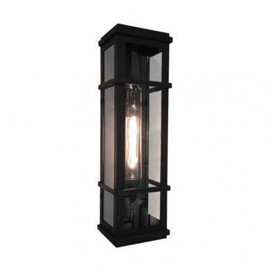 Steel Rectangular Frame with Clear Glass Shade Outdoor Wall Sconce