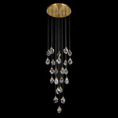 LED Antique Brass with Large Raw Crystal Diffuser Pendant - LV LIGHTING