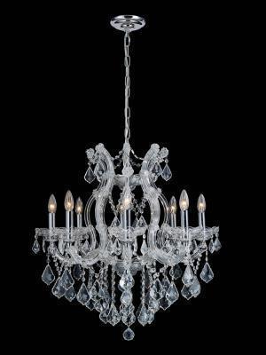 Chrome with Clear Crystal Drop and Strand Chandelier - LV LIGHTING