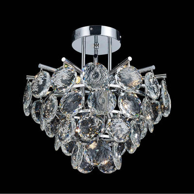 Chrome Frame with Clear Round Crystal Flush Mount - LV LIGHTING