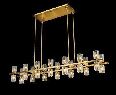 Antique Brass with Clear Crystal Shade Linear Pendant - LV LIGHTING