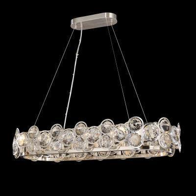 Satin Nickel with Clear Large Crystal Linear Chandelier - LV LIGHTING