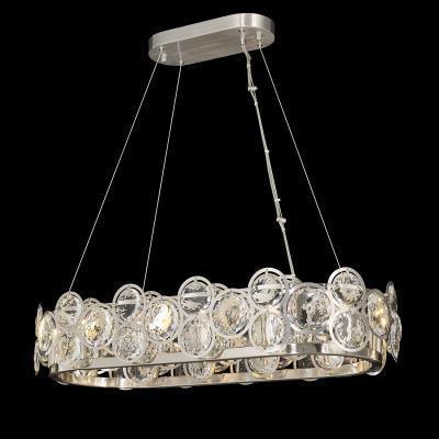 Satin Nickel with Clear Large Crystal Linear Chandelier - LV LIGHTING