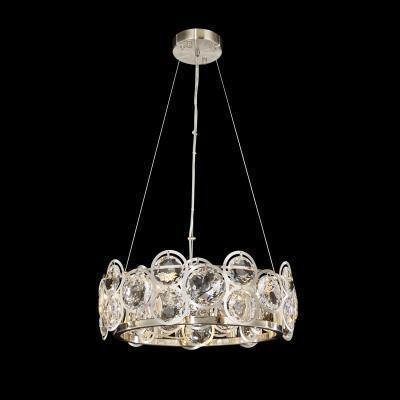 Satin Nickel with Clear Large Crystal Round Chandelier - LV LIGHTING