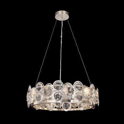 Satin Nickel with Clear Large Crystal Round Chandelier - LV LIGHTING