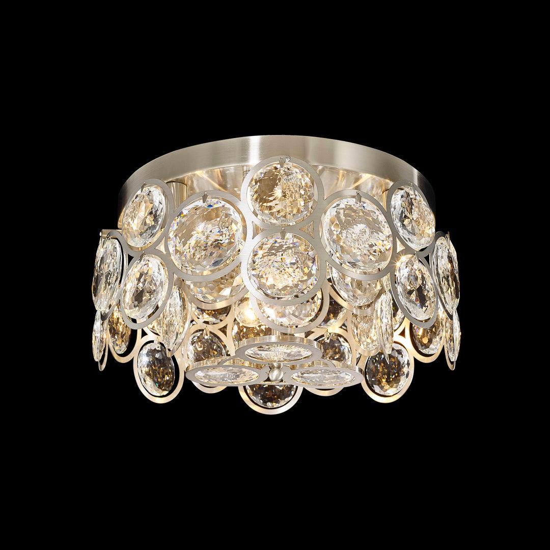 Satin Nickel with Clear Large Crystal Round Flush Mount - LV LIGHTING