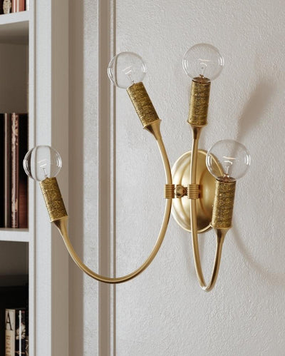 Aged Brass Wire Wrapped Curve Arm Wall Sconce - LV LIGHTING