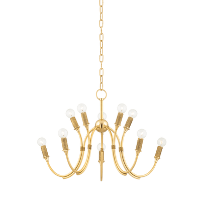 Aged Brass Wire Wrapped Curve Arm Chandelier - LV LIGHTING