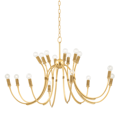 Aged Brass Wire Wrapped Curve Arm Chandelier - LV LIGHTING