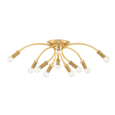 Aged Brass Wire Wrapped Curve Arm Flush Mount - LV LIGHTING
