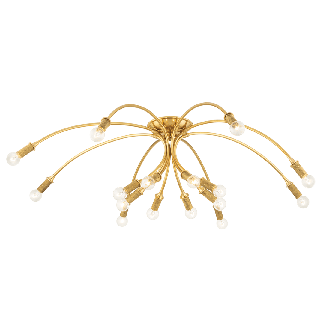 Aged Brass Wire Wrapped Curve Arm Flush Mount - LV LIGHTING