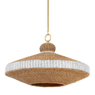 Vintage Gold Leaf with Woven Shade Chandelier
